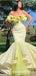 2020 Arabic Yellow Lace Dubai Srtapless Mermaid Long Party Gowns Evening Formal Prom Dresses, PDS0031